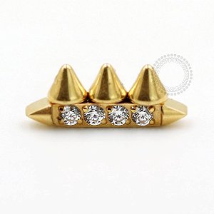 TN709 Topo Barrinha CZ Spikes Titânio PVD Gold