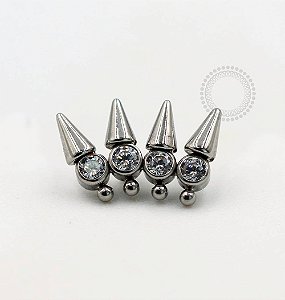 TN711 Topo Cluster Gótico CZ Spikes Titânio ASTM F136