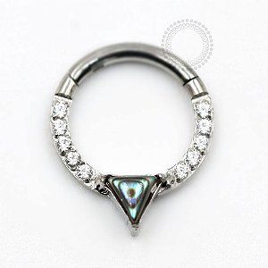 TN722 Segmento Frontal CZ e Abalone Titânio ASTM F136