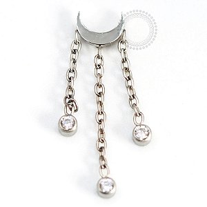 TN741 Topo Lua Três Correntes Titânio ASTM F136