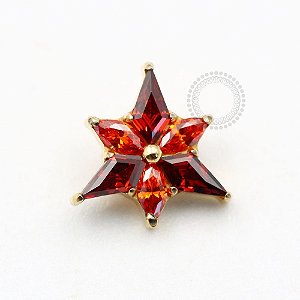 TN748 Topo Triangular Luxo CZ  Titânio PVD Gold