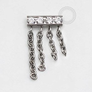 TN795 Topo Barra 4 CZ Correntes Titânio ASTM F136