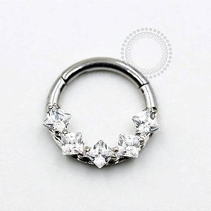 TN823 Segmento Frontal CZ Quadradas Titânio ASTM F136