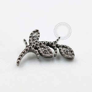 TN830 Topo Galho Texturizado 3 Folhas CZ Titânio ASTM F136