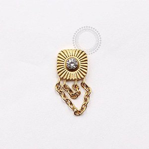 TN929 Topo Escudo CZ Correntes Titânio PVD Gold