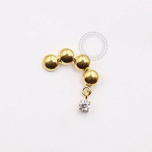 TN934 Topo Arco Esferas Pingente CZ Titânio PVD Gold