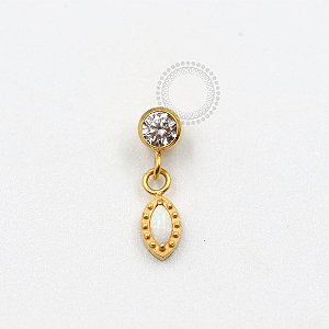 TN968 Topo CZ Pingente Navete Opala Titânio PVD Gold