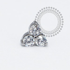 TN2106  Topo Mini Trinity Luxo CZ Titânio ASTM F136