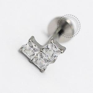 PB146 Labret Coração CZ Quadrada Aço 316L