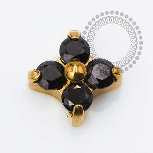 TN2446 Topo Micro Trevo CZ Black Push Pin Titânio PVD Gold