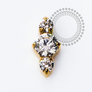 TN2448 Topo Mini Cluster 3 CZ Push Pin Titânio PVD Gold