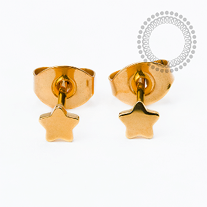 TN2464 Brinco Estrela Lisa Titânio PVD Gold