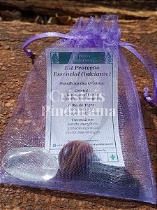 Kit Cristais Proteção Essencial – Pedras 100% Naturais (Turmalina Negra + Cristal + Olho de Tigre)