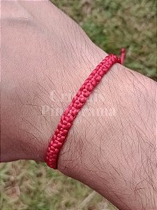 Pulseira Macrame Vermelha Regulável Fio de Seda Proteção Contra Inveja e Mau Olhado