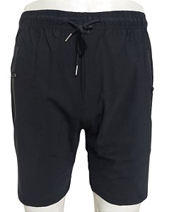 Shorts Tactel Preto Liso Tecido Macio