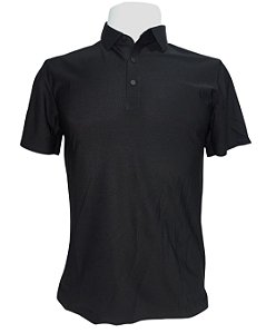 Camisa Polo Lisa Malha Chinesa Preta Esporte