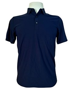 Camisa Polo Lisa Azul Marinho Malha Chinesa