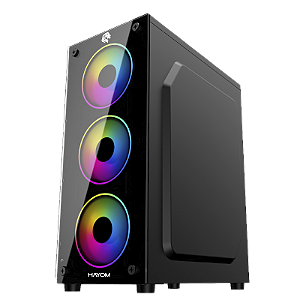 GABINETE GAMER HAYOM RGB VIDRO GB1729 PRETO