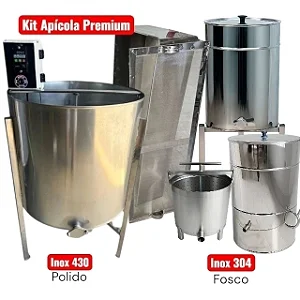 Kit Premium - Centrifuga Elétrica 32/12 Quadros +Derretedor de Cera 40 Quadros + Mesa Desoperculadora 32 Quadros + Decantador 300 KG Inox + Prensa 25 Litros em Inox