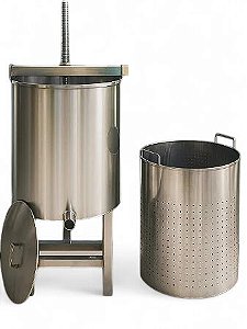 Prensa 65 Litros para Mel Fruta Carnes Legumes Mosto Cacau em Inox Reforçada