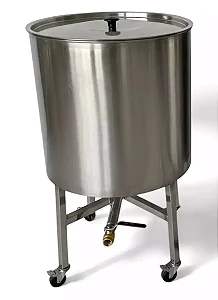 DUPLICADO - Tanque 100 Litros Fundo Cônico Saída Central com Rodas