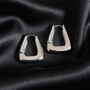 Brinco Argola Abaulada Aço Inoxidável Prata