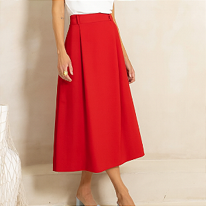 Saia midi evasê em viscose