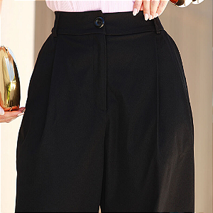 Calça alfaiataria feminina pantalona com pregas