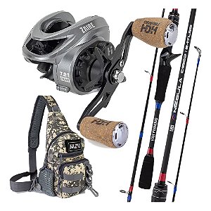 Kit Pesca Carretilha Zaire Makis Pochete Nizzu Vara 1,80mts