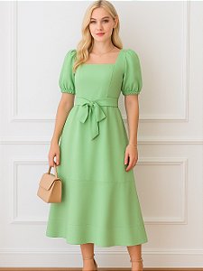 Vestido delicado verde alfaiataria