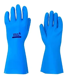 Luva De Segurança Nitrílica Azul Sem Forro Antialérgica Volk