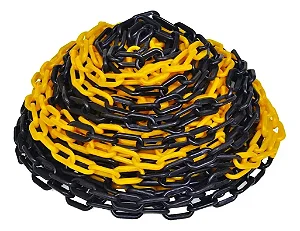 Kit 50 Metros Corrente Zebrada Preto e Amarelo Elo Grande 8mm