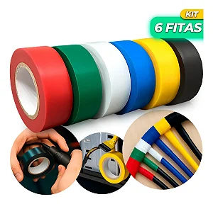 Kit 6 Fitas Isolantes Coloridas Pvc Antichama 10m Elétrica