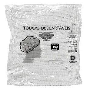 Touca Descartável Tnt Com Elástico Cx 100 Unidades - Descarpack Branco