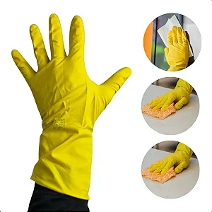 Kit 5 Prs Luvas Látex Multiuso Limpeza Amarela Medix/mblife