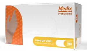 Luva Látex Vinil Cx100 Unidades Sem Pó Descartável - Medix