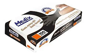 Luva De Procedimento S/pó - Preta M - Medix - Cx/100
