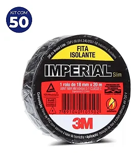 Kit 50 Unidades Fitas Isolantes Imperial 3M 18mm x 20 Metros