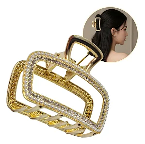 Piranha De Cabelo Metal Dourado Com Pedras