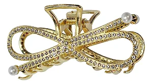 Presilha Piranha Prendedor De Cabelo Laço Luxo Metal Dourado