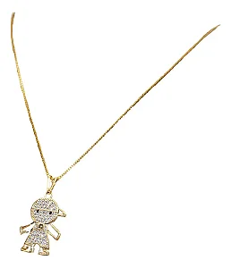 Colar Feminino Com Pingente De Criança Dourado