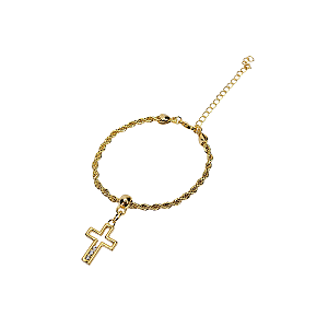 Pulseira Feminina Crucifixo Dourada Elegante