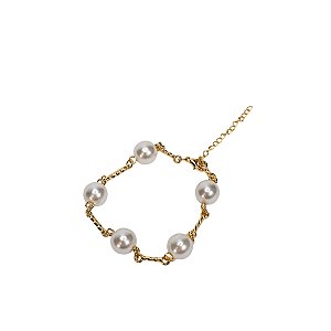 Pulseira Pérola Dourada Elegante
