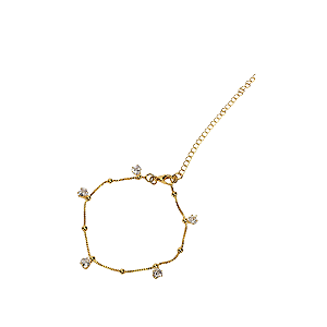 Pulseira Corações Cristais Elegante Dourada