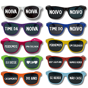 Kit 10 Óculos Escuro JOMA Com Frases Para Casamento Noivado