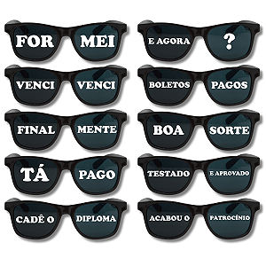 Kit 10 Óculos Escuro JOMA Com Frases Para Formatura