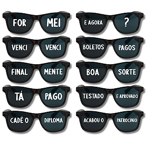 Kit 10 Óculos Escuro JOMA Com Frases Para Formatura