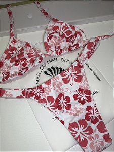 Biquíni bronze Floral rosa