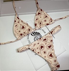 Biquíni Cortininha Estampa Corações