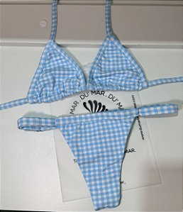 BIQUÍNI CORTININHA XADREZ AZUL